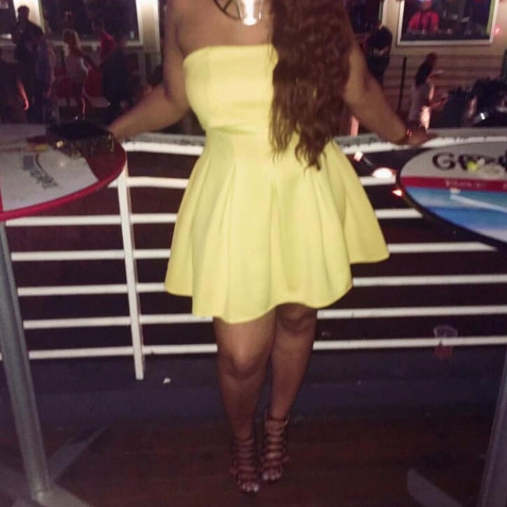 ASOS Yellow Skater Strapless Dress